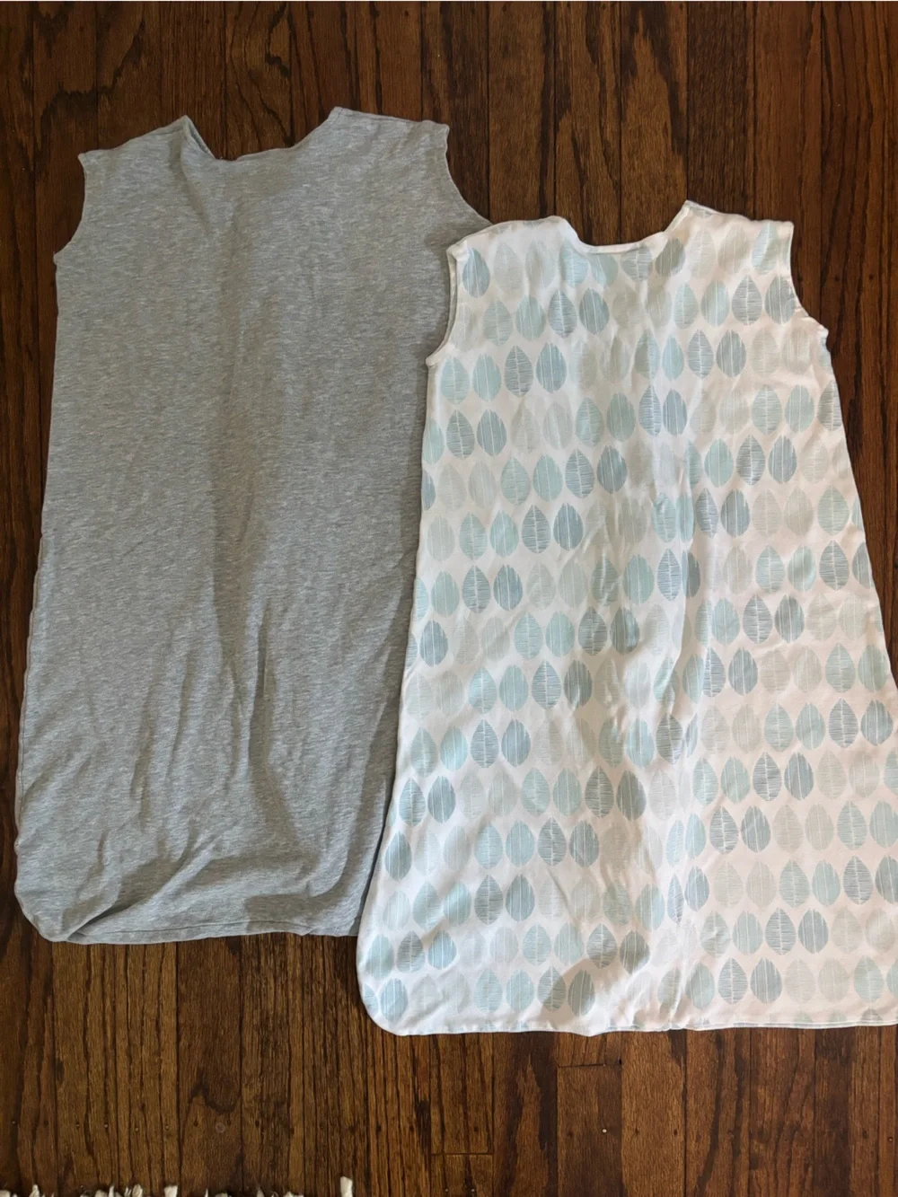 Bundle Halo Grey Solid & White Sleep Sacks with Light Blue Leaf Print
